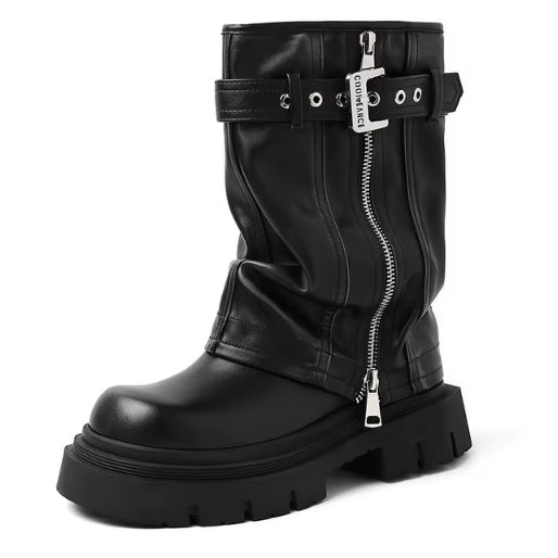 Y2K Fold Over Calf Boots