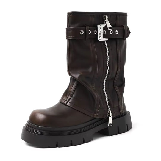 Y2K Fold Over Calf Boots