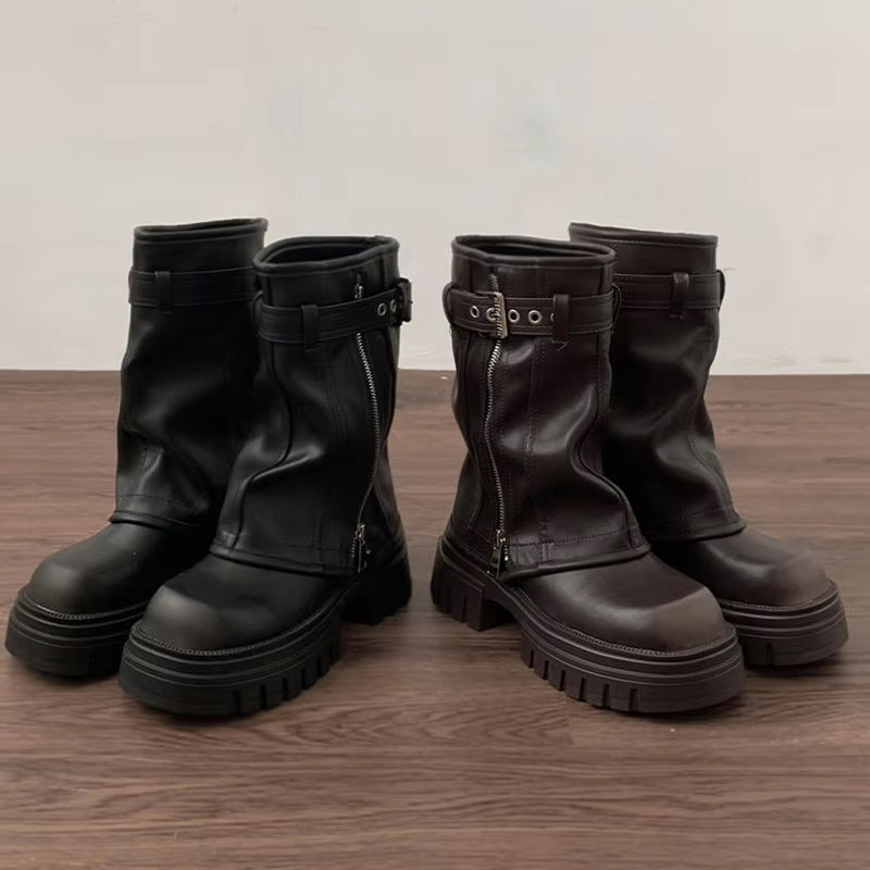 Y2K Fold Over Calf Boots