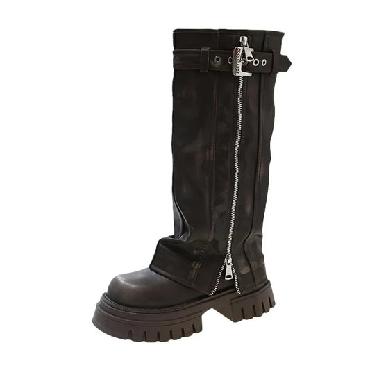 Y2K Fold Over Knee High Boots